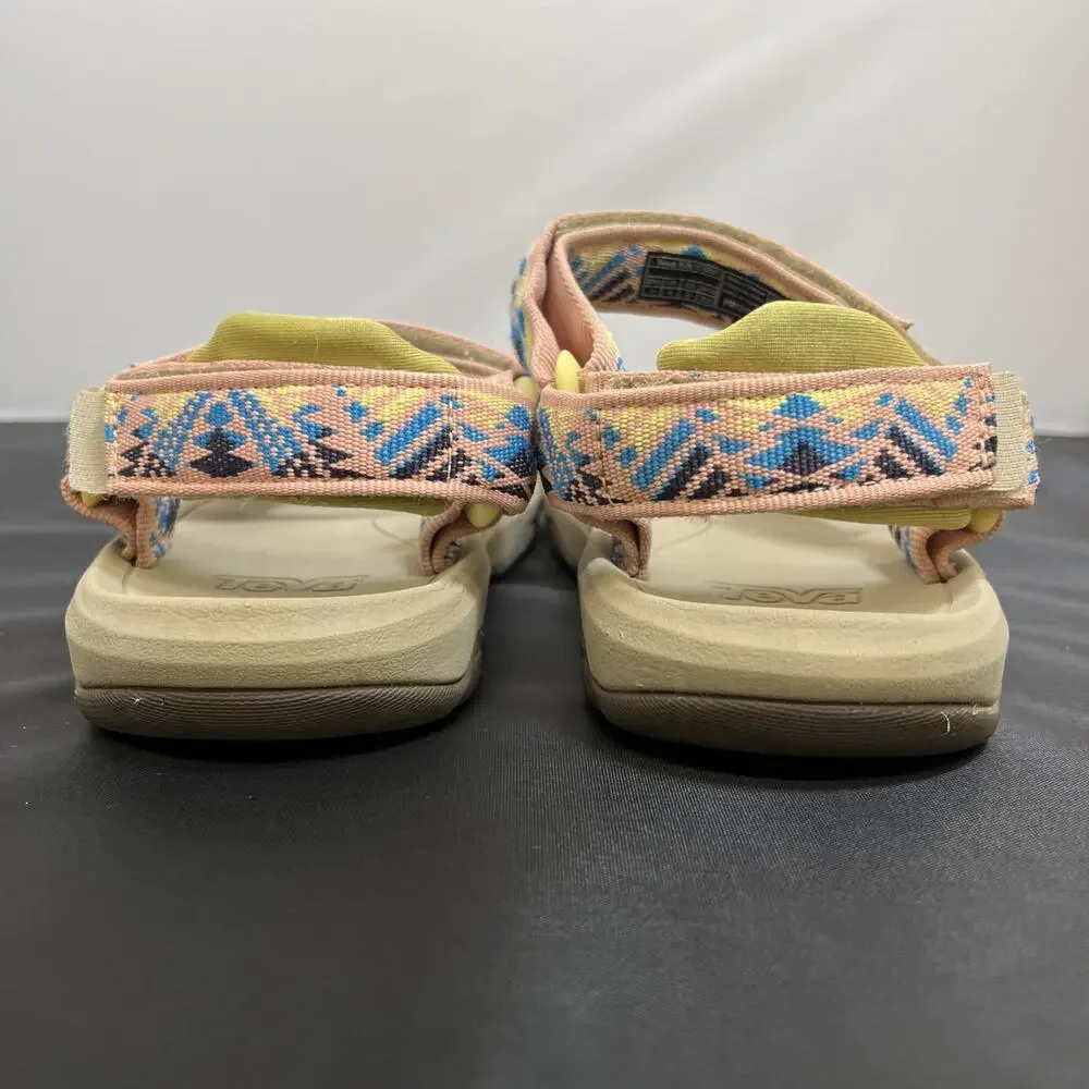 Teva Men's Hurricane Sandals Size 5 Tan with Pink Multi Color Straps 1019390Y